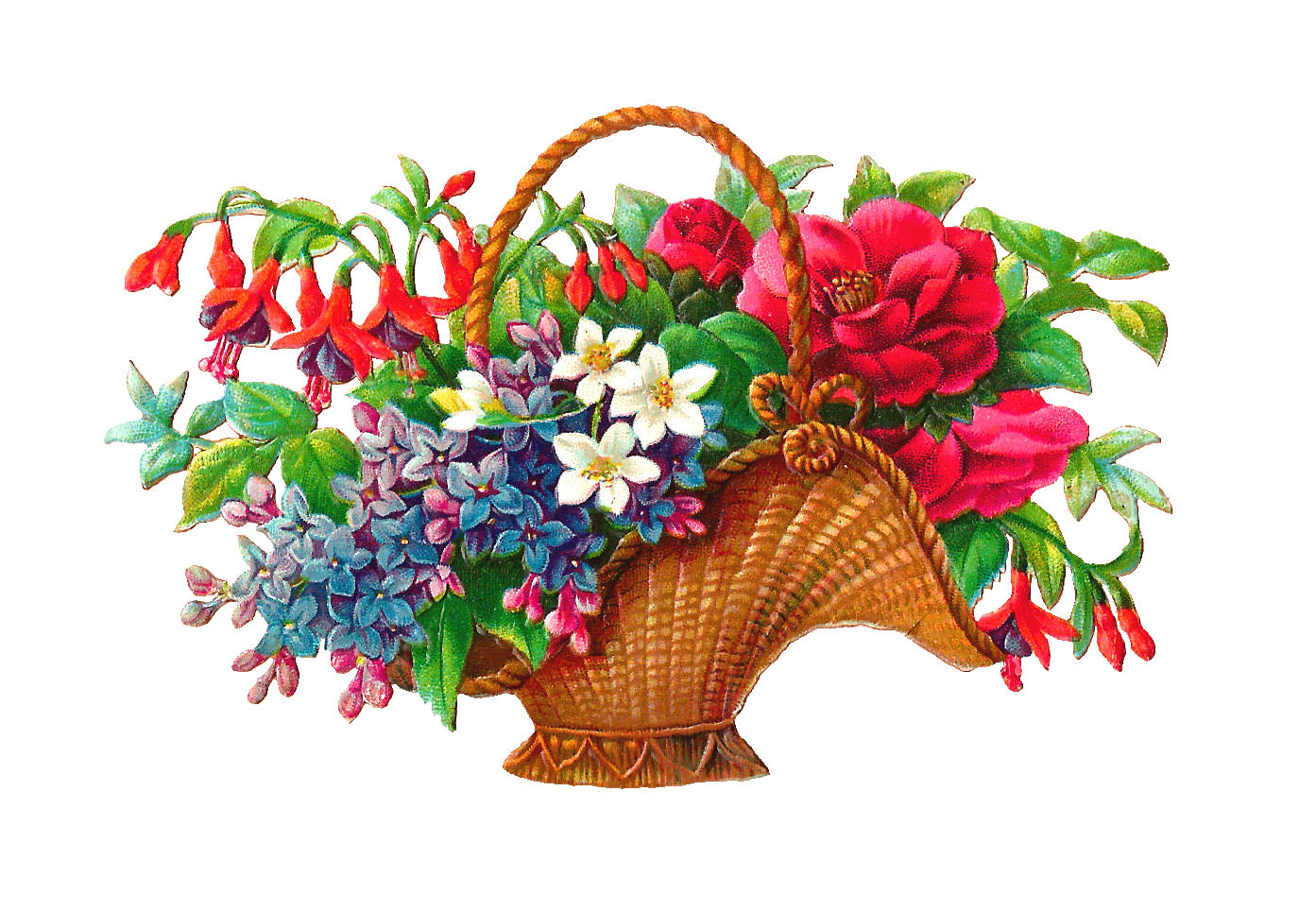 Free Flower Basket Clip Art  2 Wicket Baskets Full Of Wild Flowers