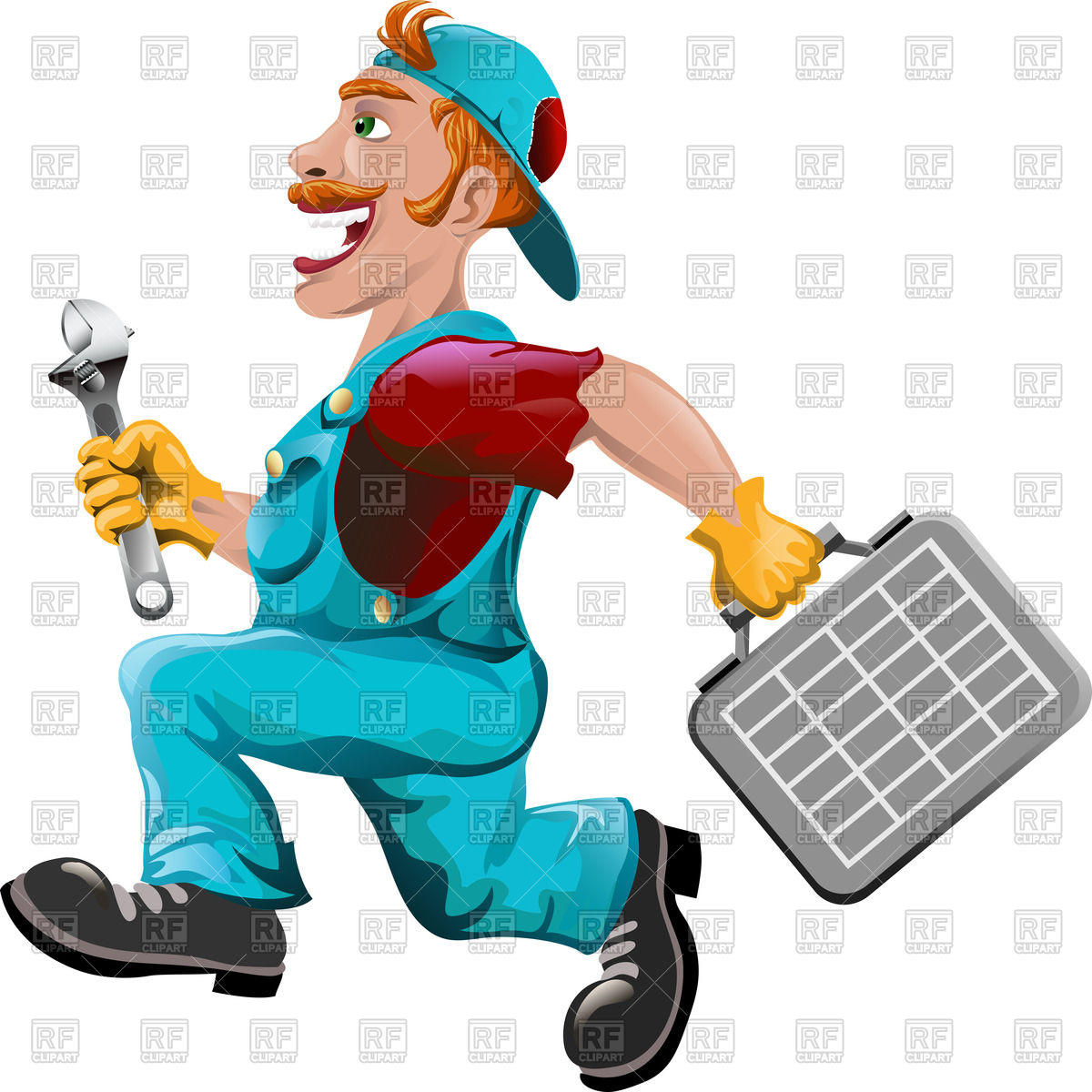 Funny Running Plumber In Cartoon Style 63126 Download Royalty Free    