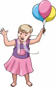 Girl Holding A Bunch Of Balloons   Royalty Free Clipart Picture