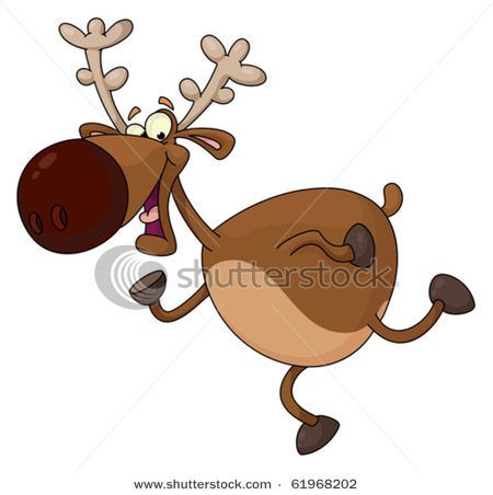 Illustration Of A Funny Cartoon Reindeer Running Or Dancing   Vector