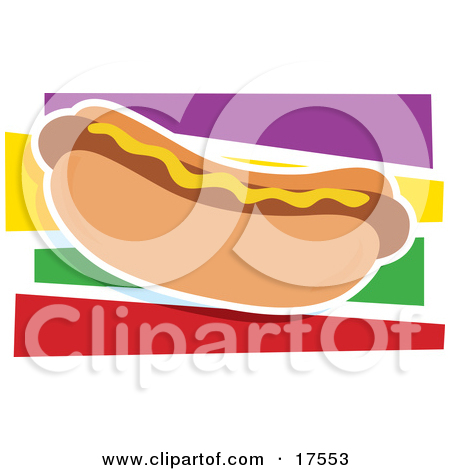 Images Of Fast Food Hot Dog Bun And Garnished With Mustard Clipart