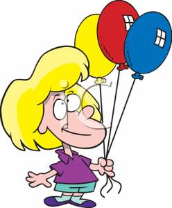     Little Girl Holding A Bunch Of Balloons   Royalty Free Clipart Picture
