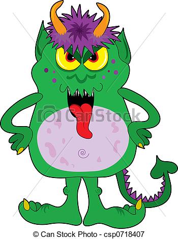 Monster With Horns And    Csp0718407   Search Eps Clipart Drawings