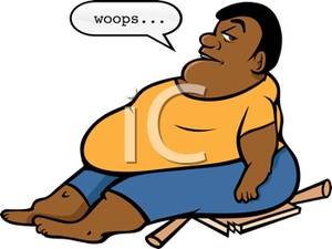 Of An Obese Man Breaking A Chair   Royalty Free Clipart Picture