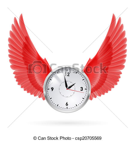 Of Clock And Red Wings Time Fly Hours Csp20705569   Search Clipart    