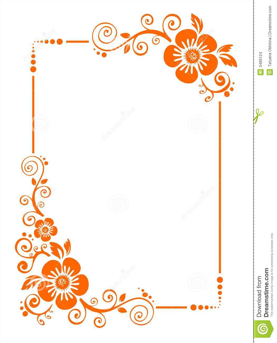 Orange Frame From Decorative Flowers On A White Background