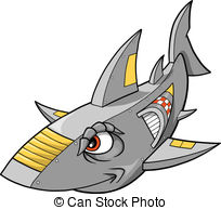Robot Cyborg Shark Vector Vector Illustration