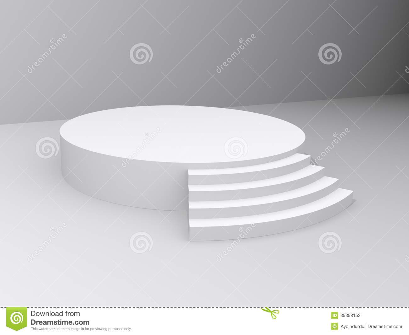 Round White Illustrated Platform Or Stage With Steps In A Simple