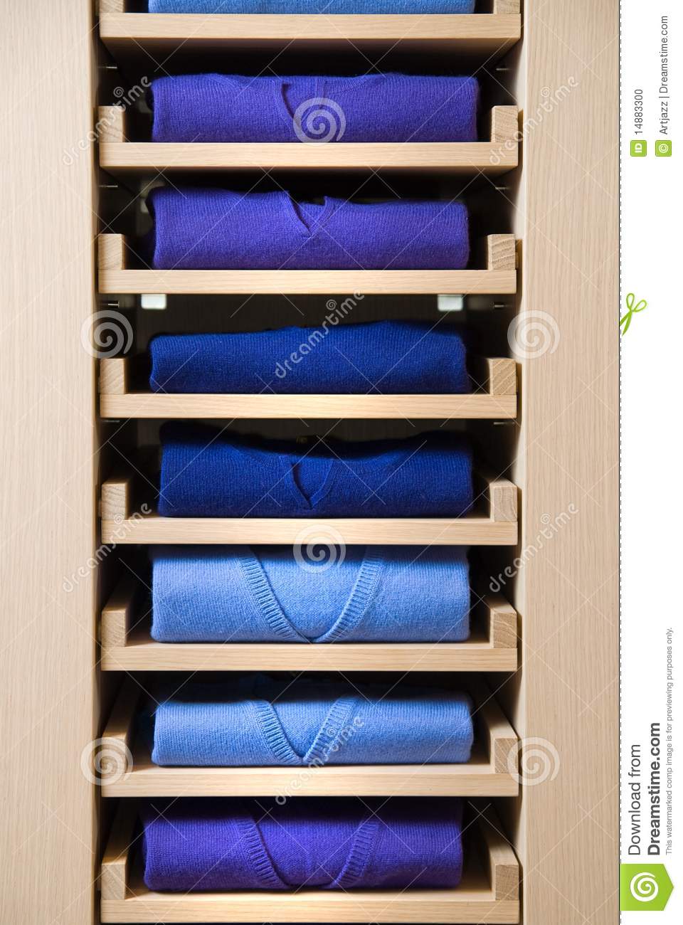 Store Shelf With Color Clothes Stock Photo   Image  14883300