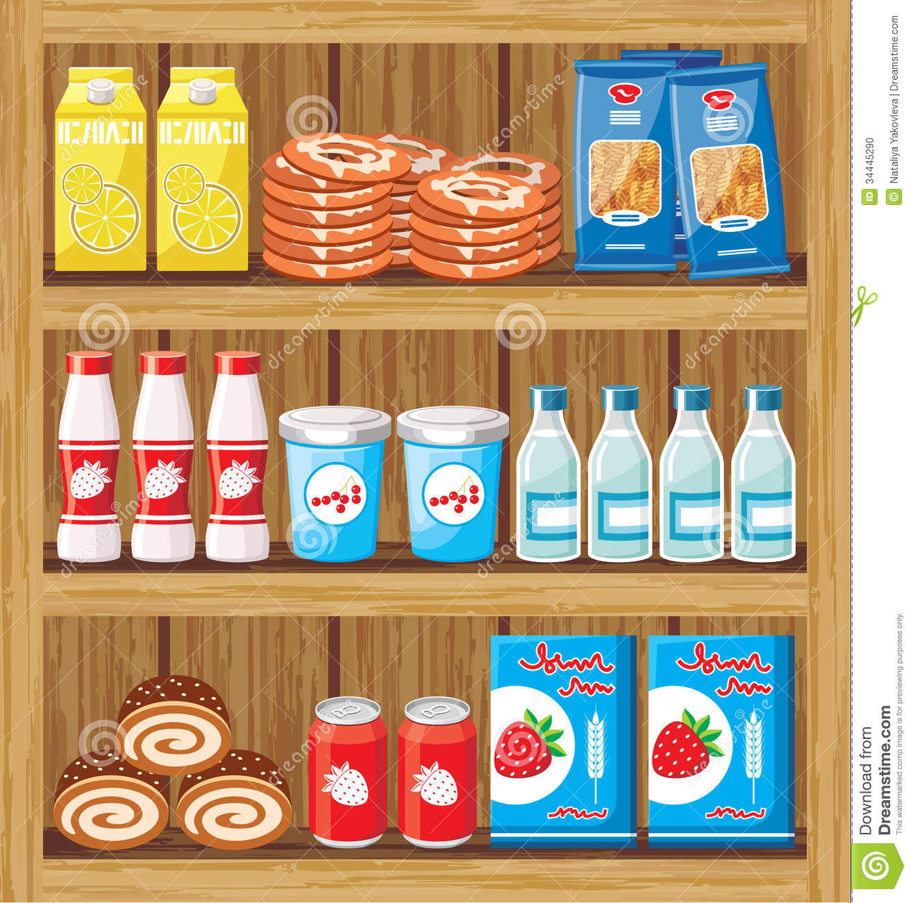 Supermarket  Shelfs With Food Stock Photo   Image  34445290