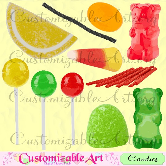 Candy Clipart Digital Candies Clip Art Gummy By Customizableart