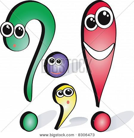 Cartoon Question Exclamation Comma Point  Stock Photo   Stock