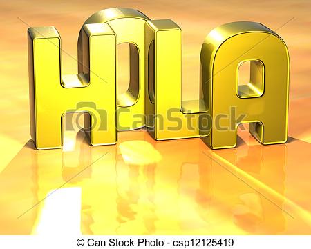 Clipart Of 3d Word Hello In Spanish Language On Yellow Background