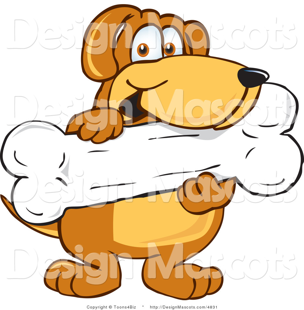 Clipart Of A Brown Dog Mascot Cartoon Character Holding A Bone    