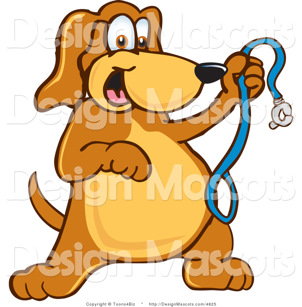Clipart Of A Brown Dog Mascot Cartoon Character Holding A Leash    