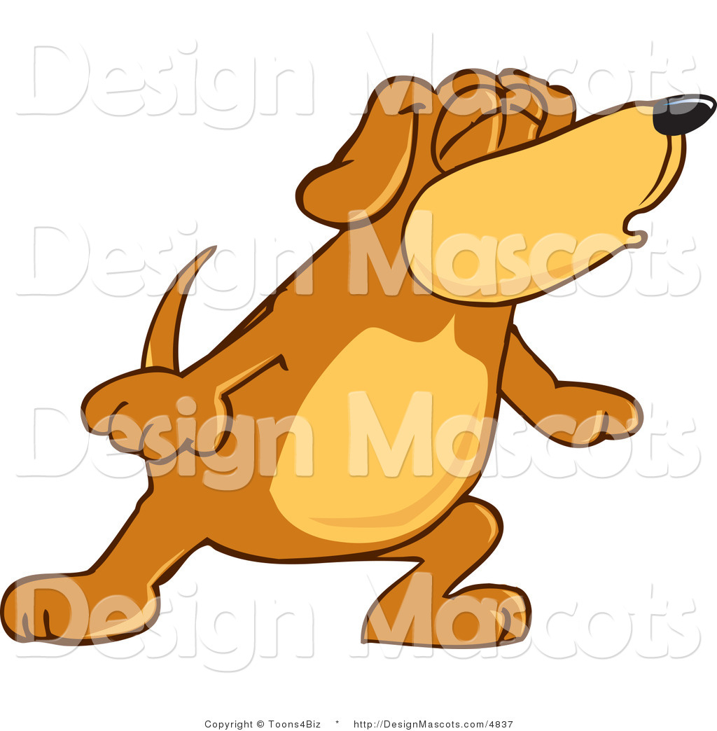 Clipart Of A Brown Dog Mascot Cartoon Character With Closed Eyes    