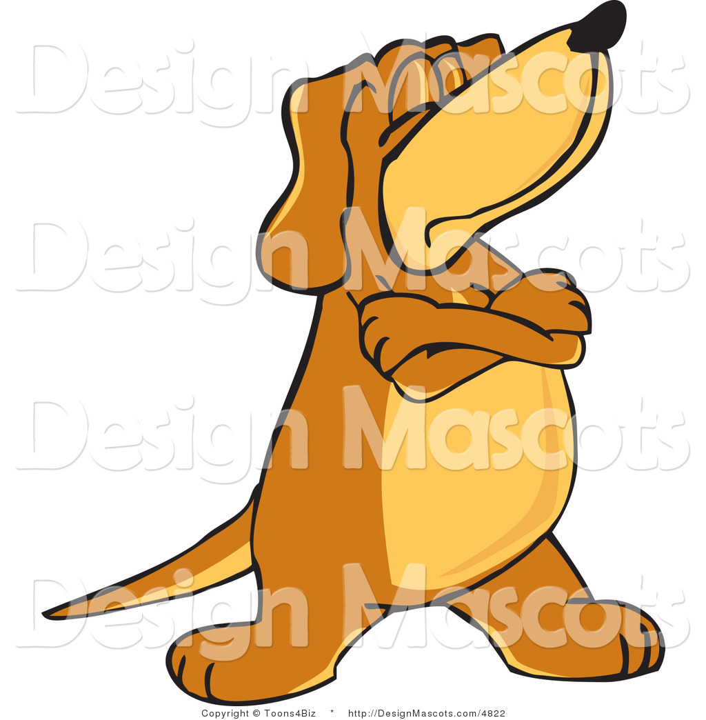 Clipart Of A Brown Dog Mascot Cartoon Character With Crossed Arms