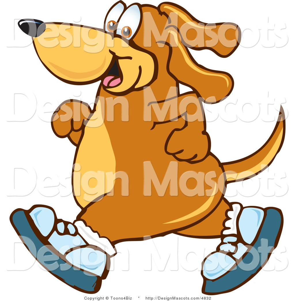 Clipart Of Abrown Dog Mascot Cartoon Character Wearing Shoes   Royalty    