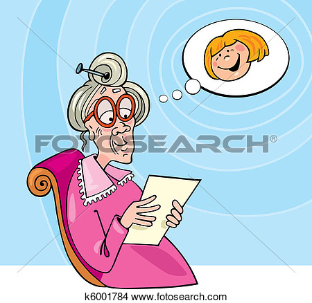Clipart Of Grandma Reading Letter From Granddaughter K6001784   Search