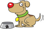 Dog With Dog Dish   Clipart Graphic
