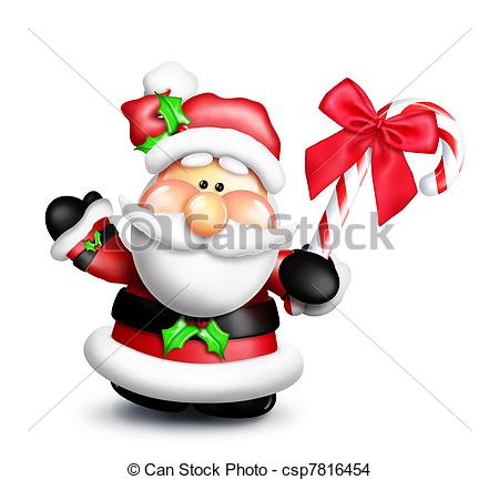 Drawing Of Gumdrop Cartoon Santa Holding Candy   An Adorable Santa