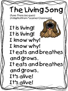 First Grade Wow  Free The Living Song For Unit On Living Vs Nonliving