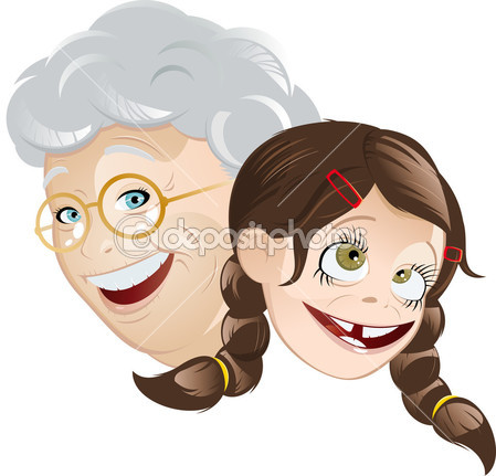 Grandma And Granddaughter Cartoon   Stock Vector   Shockfactor De    