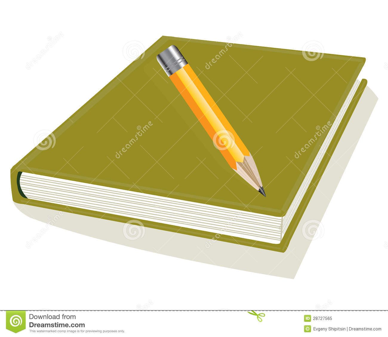 Illustration Of The Book And Pencil On White Background Is Insulated