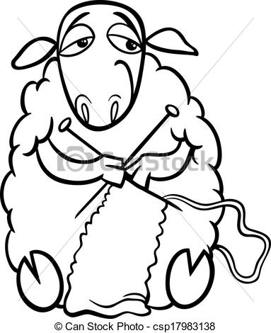Knitting Sheep Coloring Page   Csp17983138