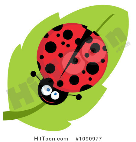 Ladybug On Leaf Dark Brown Hairstyles Clipart