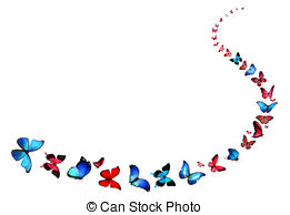 Line Of Flying Red And Blue Butterflies Stock Illustration