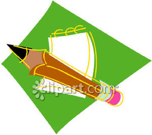 Sharp Pencil And Pad Of Paper   Royalty Free Clipart Picture