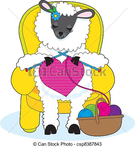 Sheep Knitting Heart   Csp8387843