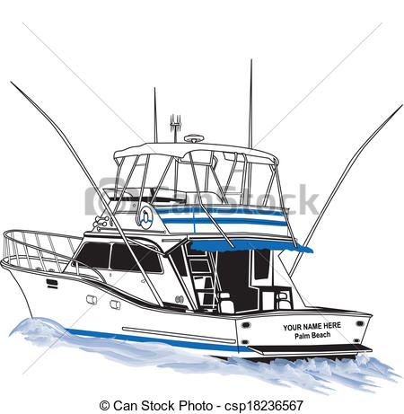 Sport Fishing Boat Rigged For Offshore Fishing  Underway