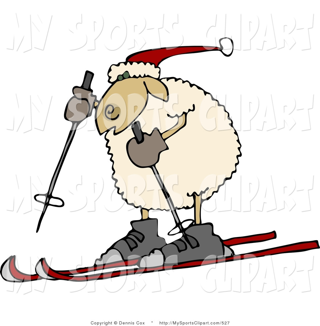 Sports Clip Art Of An Anthropomorphic Sheep In A Winter Hat Snow    