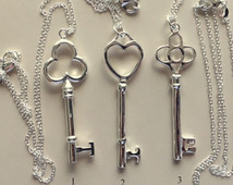 Sterling Silver Key Pendant Necklaces   Large Sterling Silver Key