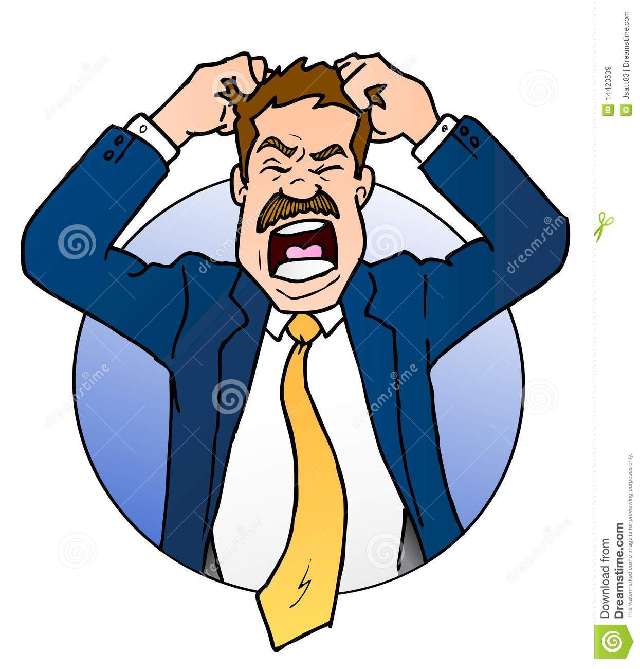 This Is A Cartoon Illustration Of A Very Frustrated Business Man