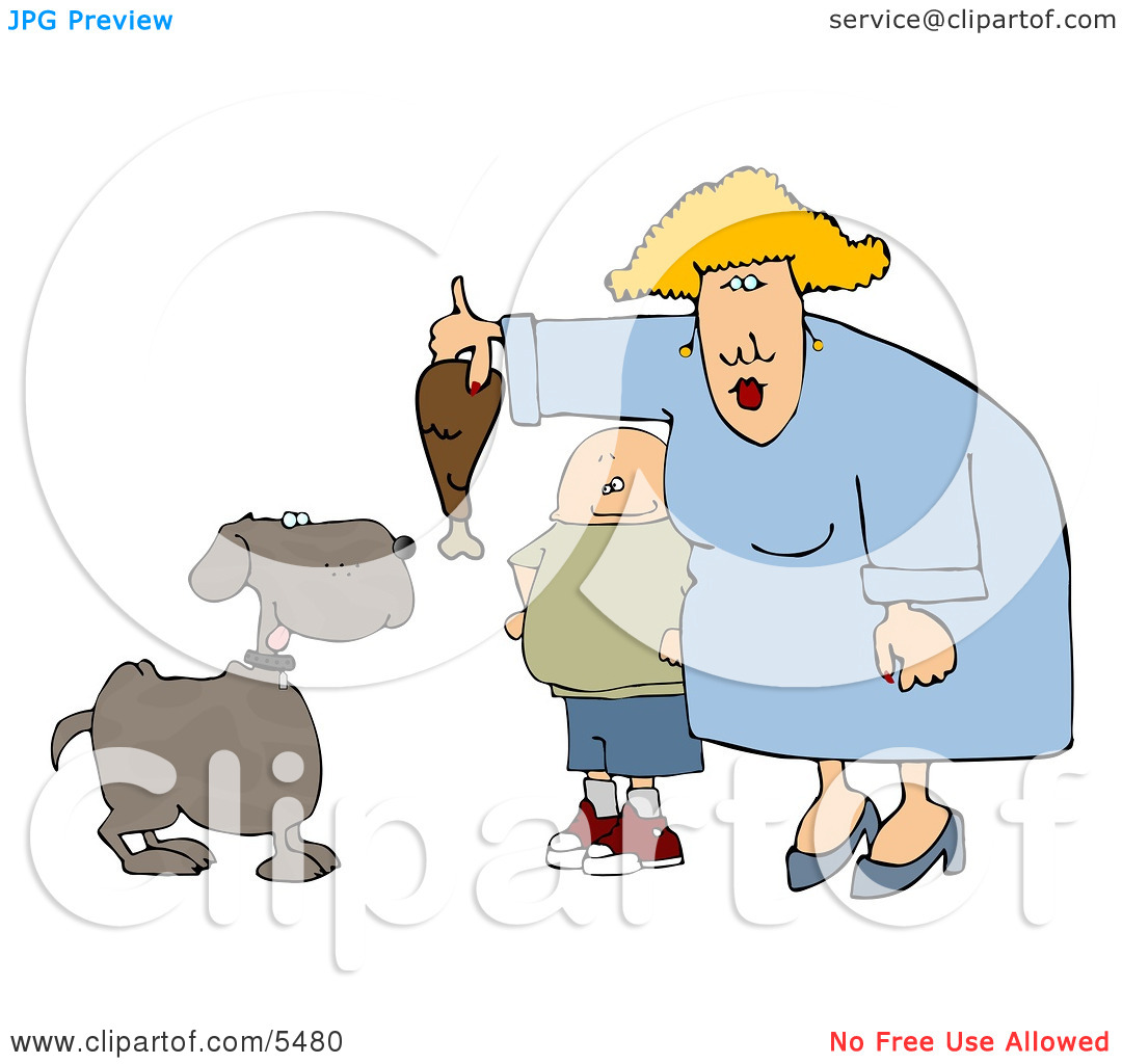 To Feed The Dog Clipart Son Watching Mom Feed Pet Dog A Turkey Leg    
