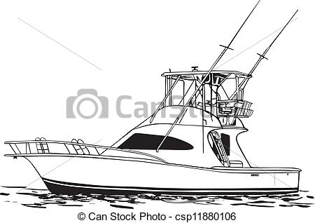 Vector Clipart Of Sport Fishing Boat   Offshore Sport Fishing Boat