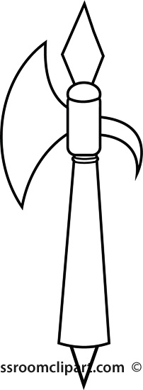 Weapons   Weapon Ax Outline   Classroom Clipart