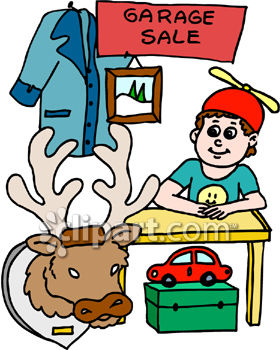 0060 0808 1417 2057 Boy Having A Garage Sale Clipart Image