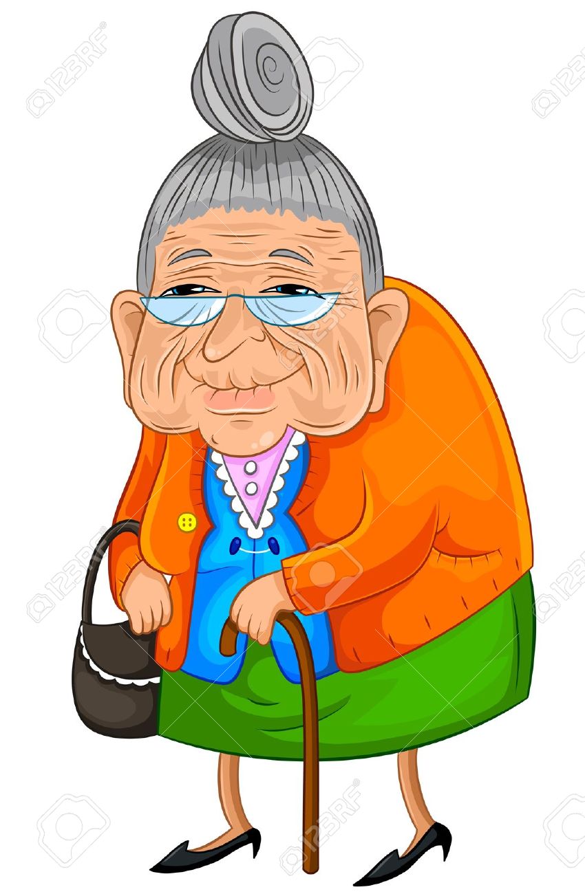 16511408 Old Lady Walking Slowly But Happily Stock Vector Old Cartoon    