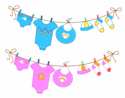 Baby Girl Clothesline Clipart