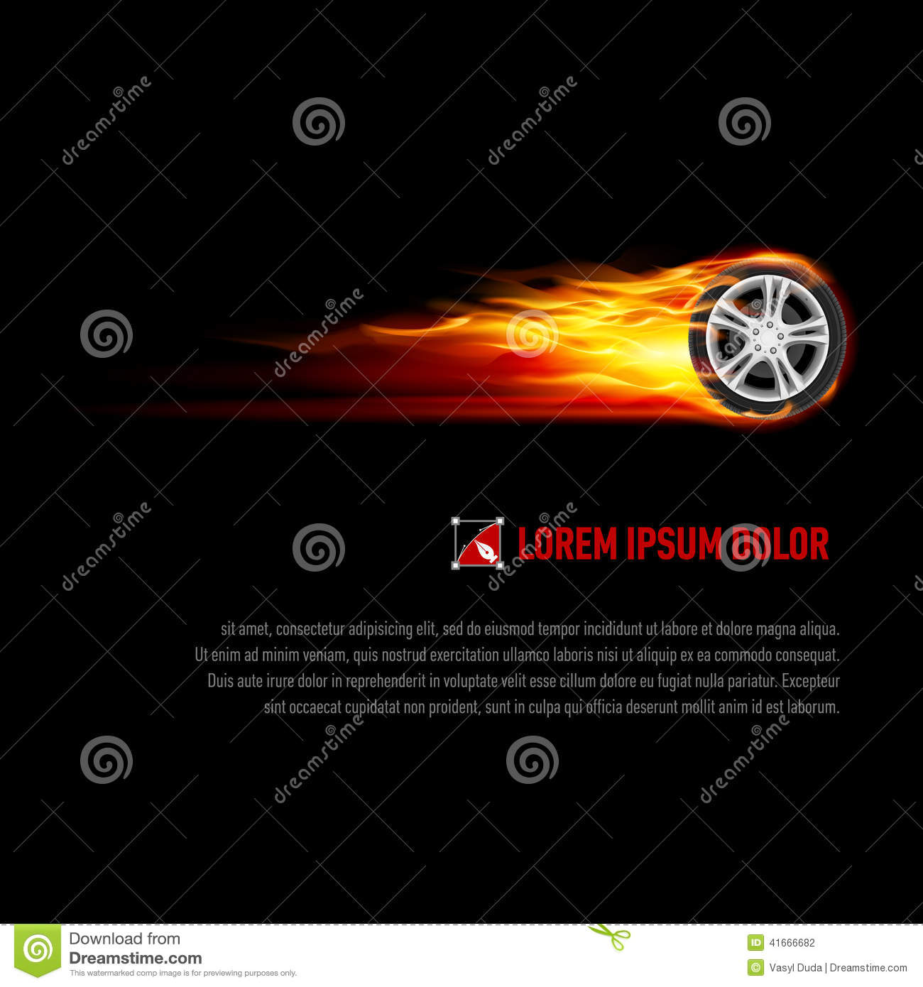 Background With Wheel In Orange Flame For Your Design
