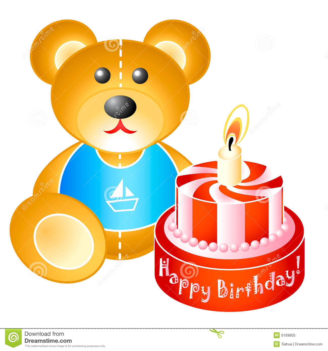Birthday Teddy Bear With Cake Royalty Free Stock Photo   Image