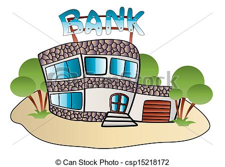 Building Of The Bank In A Cartoon Style Csp15218172   Search Clipart    
