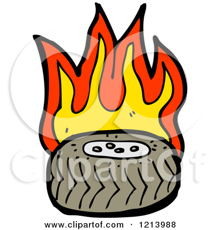 Cartoon Of A Flaming Tire   Royalty Free Vector Illustration By
