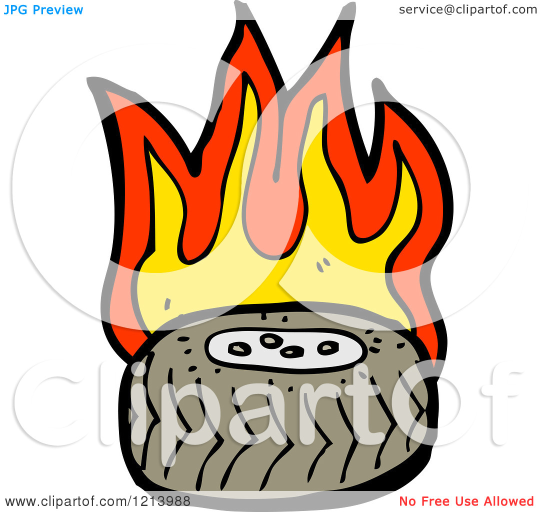 Cartoon Of A Flaming Tire   Royalty Free Vector Illustration By