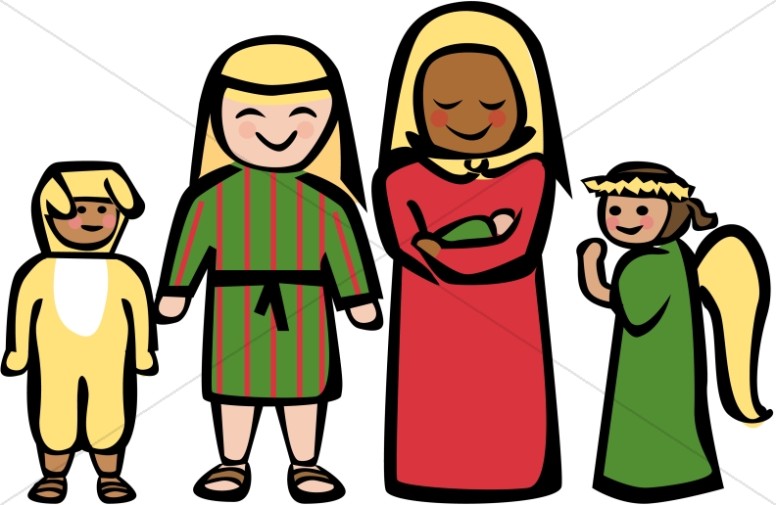 Cartoon Style Holy Family Clipart