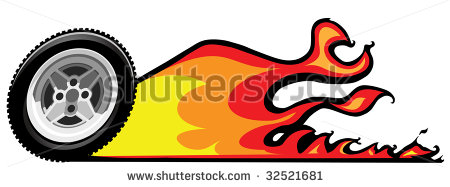 Classic Custom Car Style Flaming Tire And Wheel Stock Vector